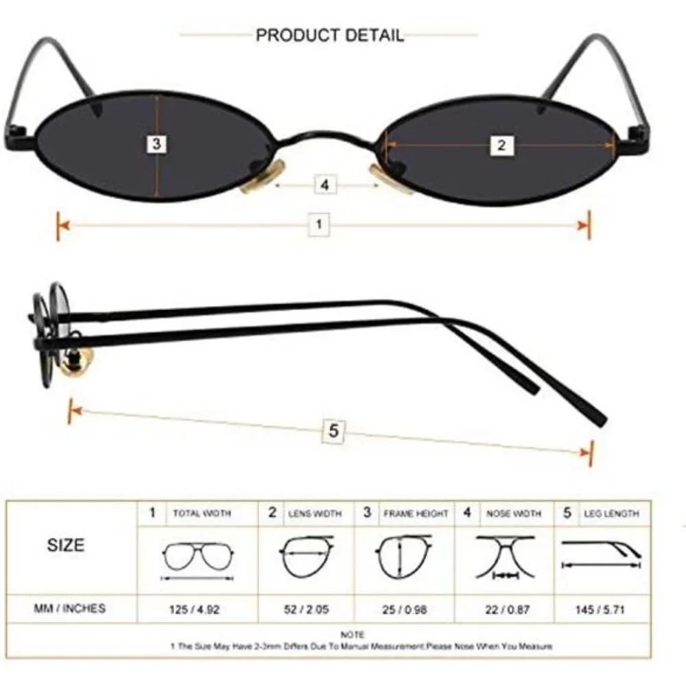 Vintage Oval Sunglasses For Women - Small Metal Frames, UV Protective Coating - Picture 4 of 5
